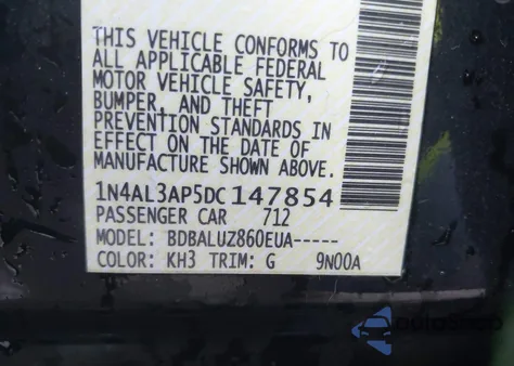 2013 Nissan Altima 2.5/S/Sv/Sl from USA, damaged, VIN 1N4AL3AP5DC147854